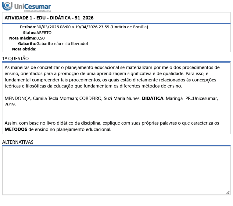 As maneiras de concretizar o planejamento educacional se materializam por meio dos procedimentos de ensino, orientados para a promoção de uma aprendizagem significativa e de qualidade. Para isso, é fundamental compreender tais procedimentos, os quais estão diretamente relacionados às concepções teóricas e filosóficas da educação que fundamentam os diferentes métodos de ensino. image